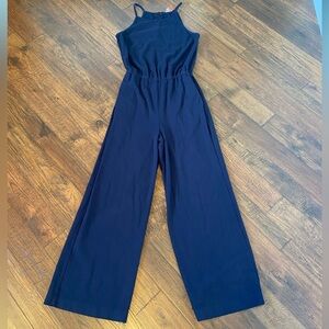 Sundry Wide Leg Women's Jumpsuit Size 2 Color Blue Halter Neck Knit Stretch USA